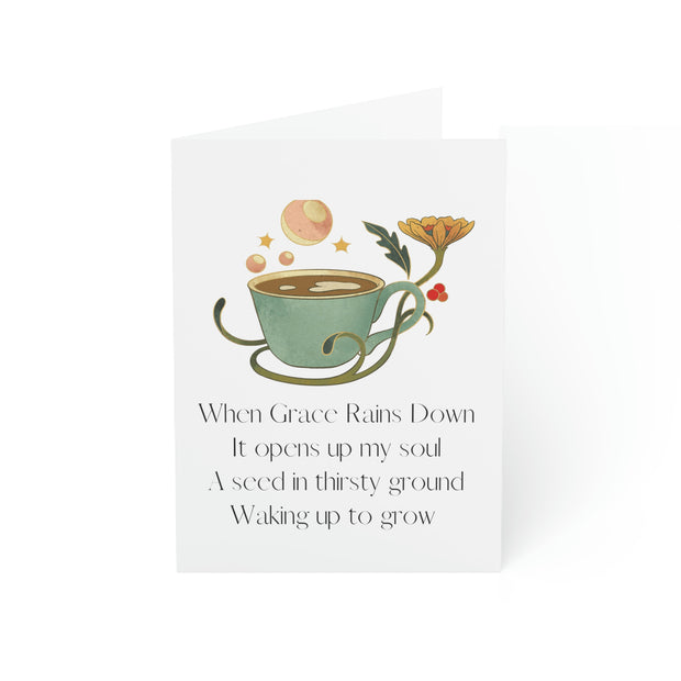 Grace Rains - White - Vertical Folded Greeting Card