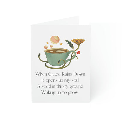 Grace Rains - White - Vertical Folded Greeting Card