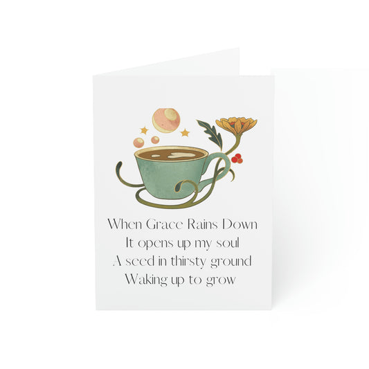 Grace Rains - White - Vertical Folded Greeting Card
