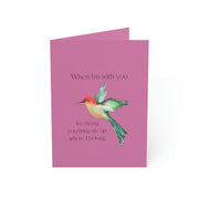 When I'm With You - Hummingbird Pink - Vertical Folded Greeting Card or Invitation