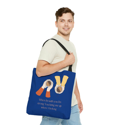 When I'm With You Coffee Cups - Dark Blue Tote Bag
