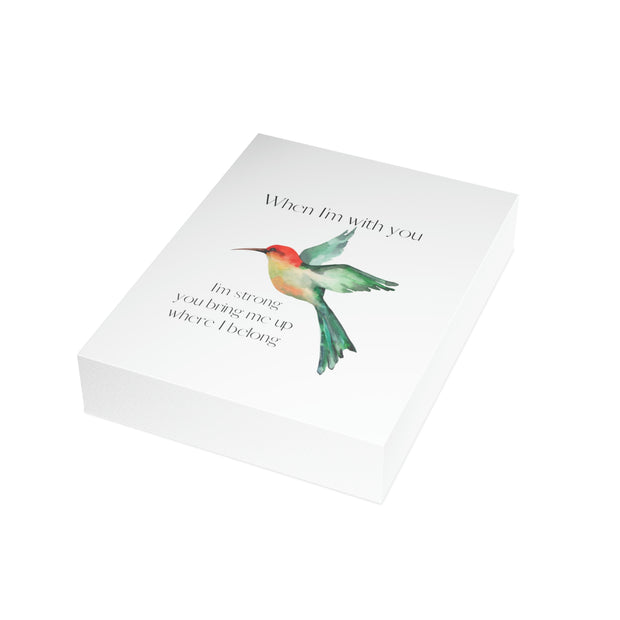 When I'm With You - Hummingbird White - Vertical Folded Greeting Card or Invitation