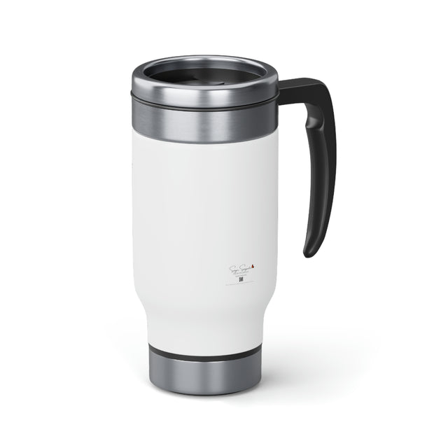 When I Let Go of the Blame - Coffee - White Stainless Steel Travel Mug with Handle, 14oz