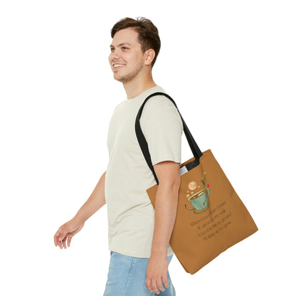 When Grace Rains Coffee Cup - Brown Tote Bag