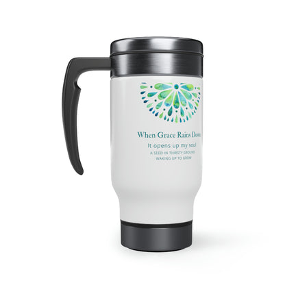 handle, 14oz  stainless MUG stainless steel travel mugs  14 Oz White Stainless Steel Travel Mug  Blue MANDALA Stainless Steel COFFEE  14oz mug
