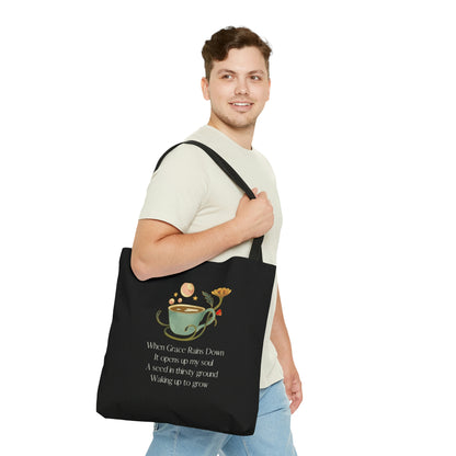 When Grace Rains Coffee Cup - Black Tote Bag