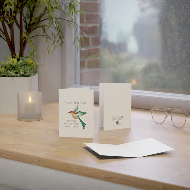 When I'm With You - Hummingbird White - Vertical Folded Greeting Card or Invitation