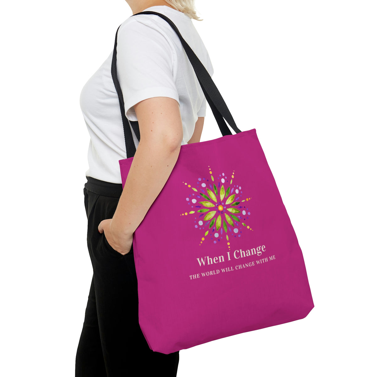 When I Change Mandala - Pink Tote Bag