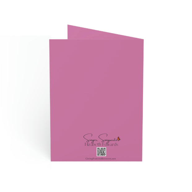 When I'm With You - Hummingbird Pink - Vertical Folded Greeting Card or Invitation