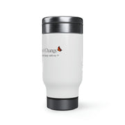 When I Change - Butterfly - White Stainless Steel Travel Mug with Handle, 14oz