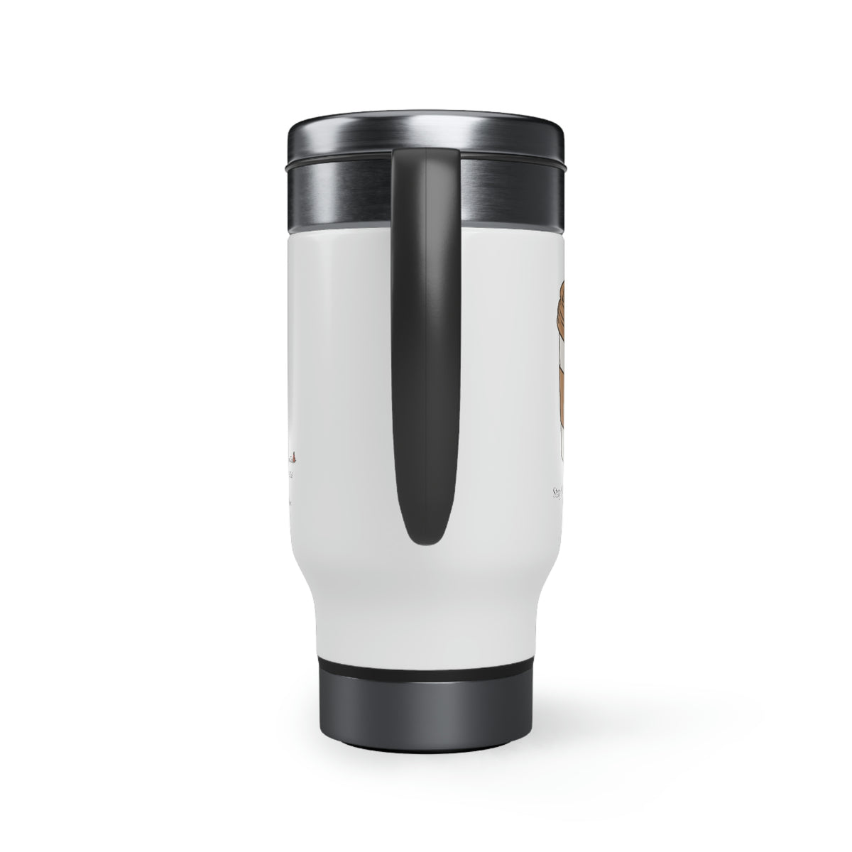 Stay Sober Drink Coffee - Coffee - White Stainless Steel Travel Mug with Handle, 14oz