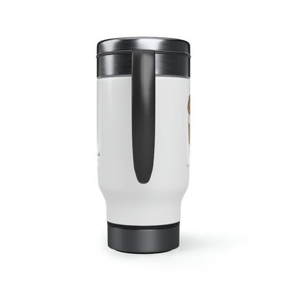 Stay Sober Drink Coffee - Coffee - White Stainless Steel Travel Mug with Handle, 14oz