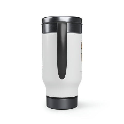 Stay Sober Drink Coffee - Coffee - White Stainless Steel Travel Mug with Handle, 14oz