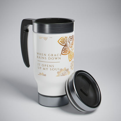 handle, 14oz  stainless MUG stainless steel travel mugs  14 Oz White Stainless Steel Travel Mug  gold  MANDALA Stainless Steel COFFEE  14oz mug