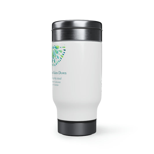 handle, 14oz  stainless MUG stainless steel travel mugs  14 Oz White Stainless Steel Travel Mug  Blue MANDALA Stainless Steel COFFEE  14oz mug