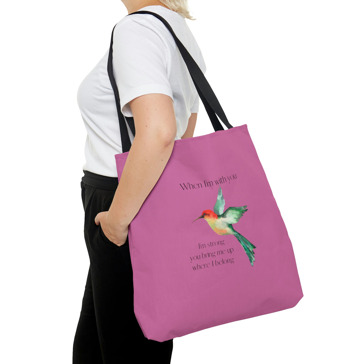 When I'm With You - Pink Hummingbird - Tote Bag