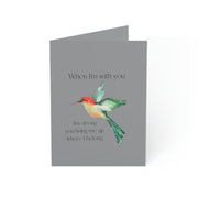 When I'm With You - Hummingbird Gray- Vertical Folded Greeting Card or Invitation