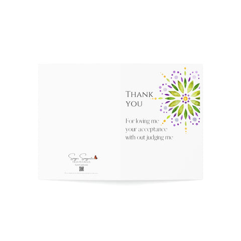 Thank You - Mandala - White Vertical Folded Greeting Card