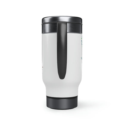 handle, 14oz  stainless MUG stainless steel travel mugs  14 Oz White Stainless Steel Travel Mug  Blue MANDALA Stainless Steel COFFEE  14oz mug
