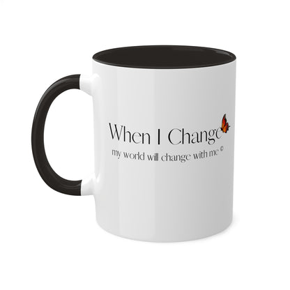 white C-handle and outer surface white C-handle Height 105 mm / Diameter 80mm Suitable for spot print.TWO-TONE Mug 11oz color cup White ceramic material two-tone mug 11 oz. Two Tone  Mugs, 11oz 