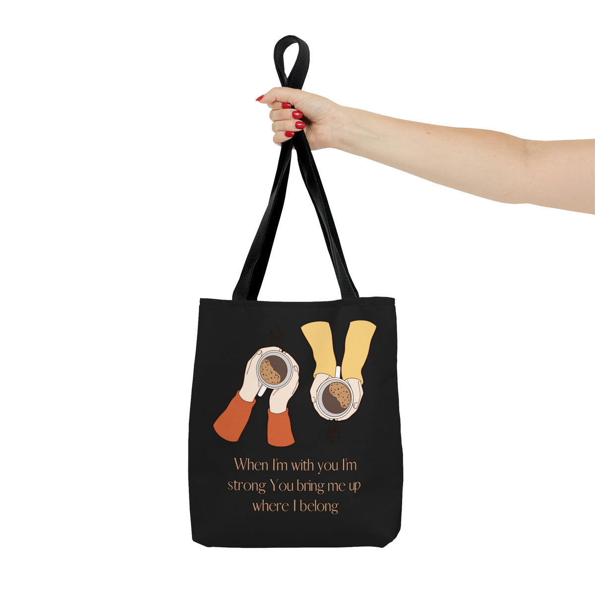 coffee cup tote bag shoulder bags  Coffee Tote Bag Black Cup Black Coffee Black Tote Bag COFFEE CUP
