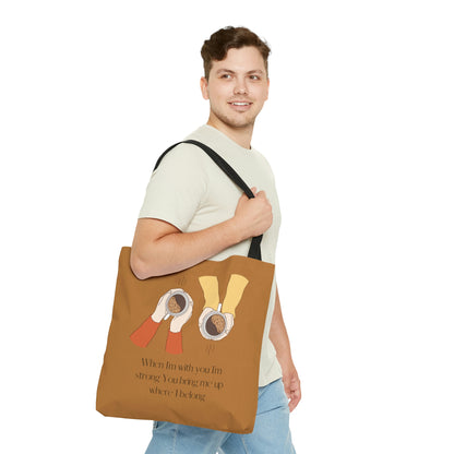 When I'm With You Coffee Cups - Light Brown Tote Bag