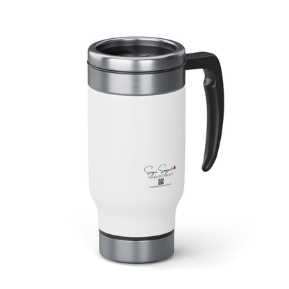 Stay Sober Drink Coffee - Coffee - White Stainless Steel Travel Mug with Handle, 14oz
