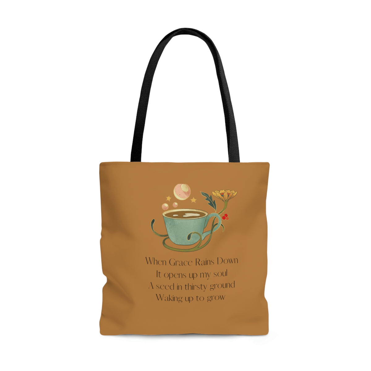 When Grace Rains Coffee Cup - Brown Tote Bag