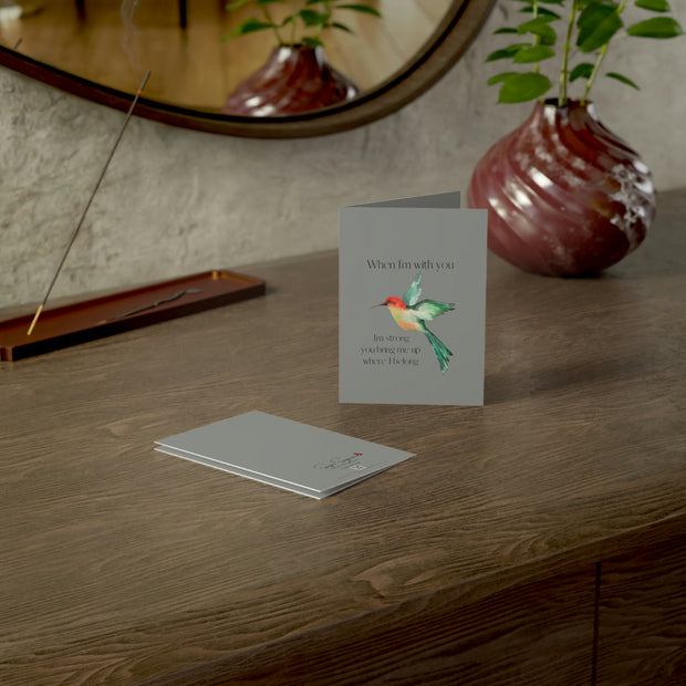 When I'm With You - Hummingbird Gray- Vertical Folded Greeting Card or Invitation