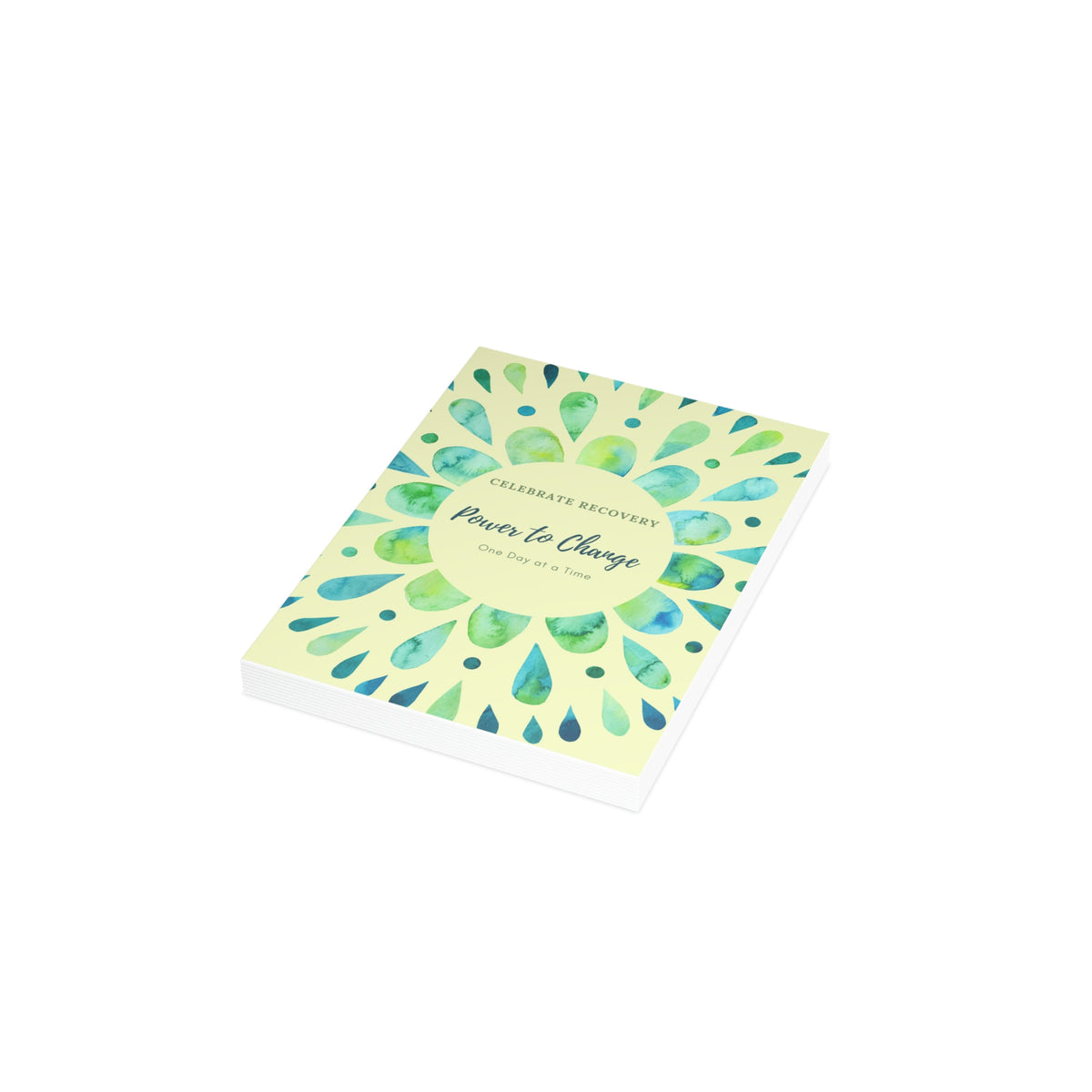 Power to Change - Green Mandala - White Vertical Folded Greeting Card