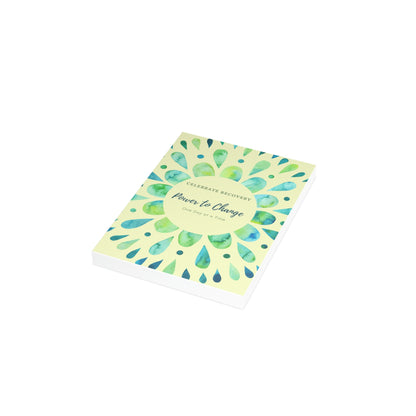 Power to Change - Green Mandala - White Vertical Folded Greeting Card
