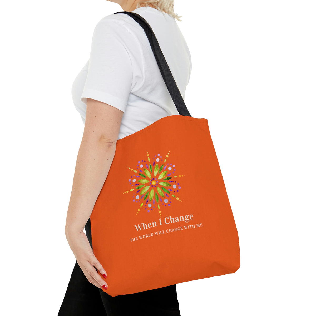 When I Change Mandala -Orange Tote Bag
