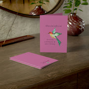 When I'm With You - Hummingbird Pink - Vertical Folded Greeting Card or Invitation